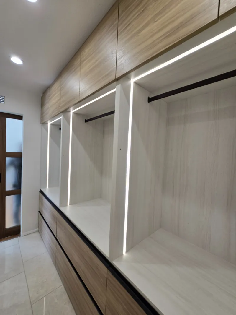 Custom closet with LED lighting